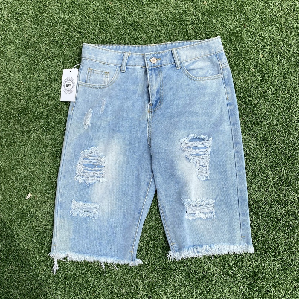NXH womens blue ripped Jean shorts